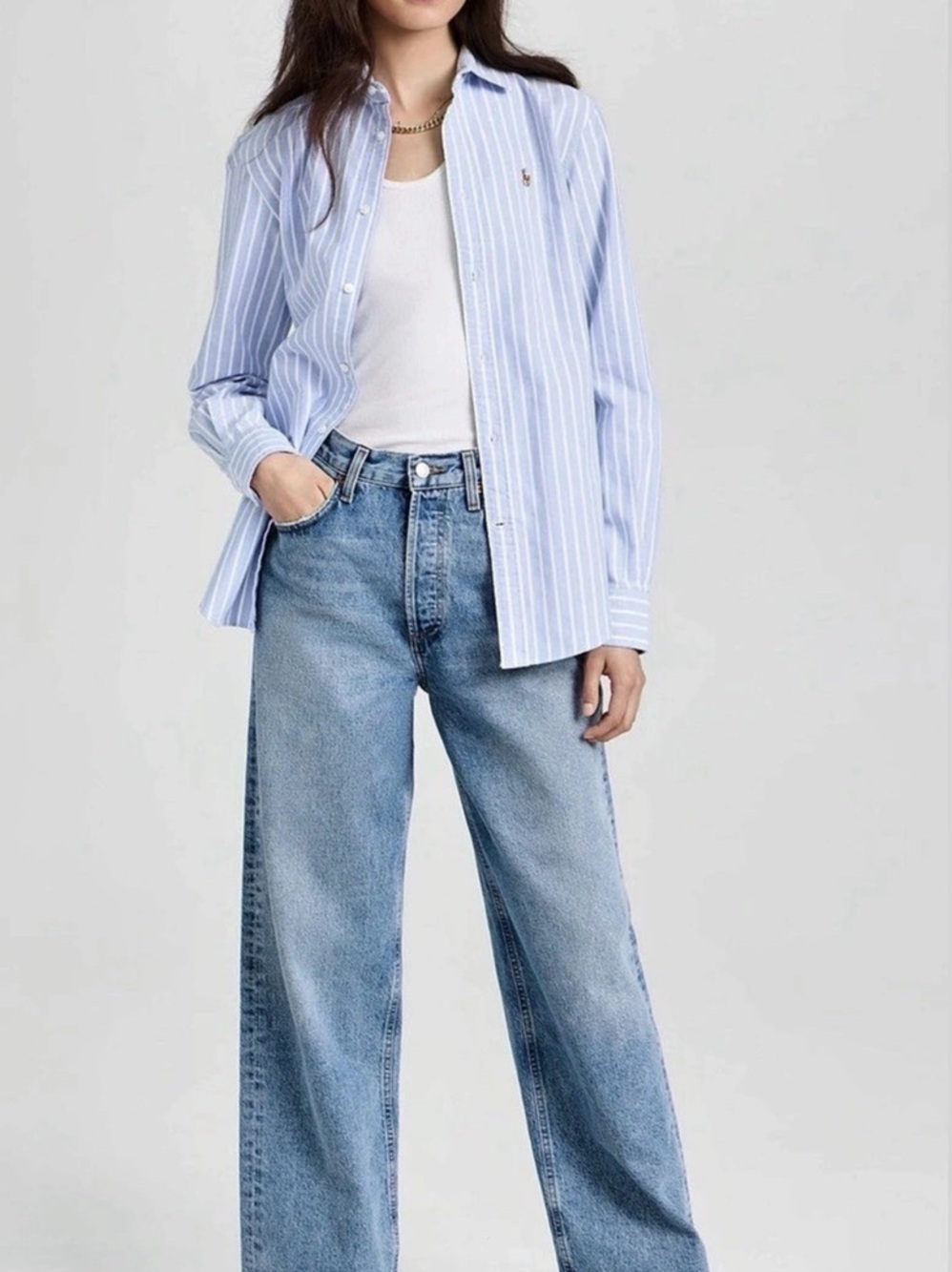 Ralph Lauren Striped Button Down in Blue & White